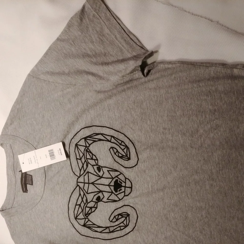 French Connection Embroidery Tee T Shirt  size L - Picture 4 of 6